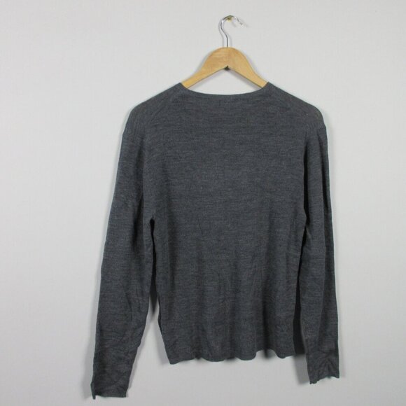 Zara Henley Top Sweater Women XL Grey Wool Acrylic Long Sleeve Knit Casual 248 - Picture 2 of 10